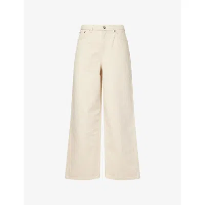 Skall Studio Womens Ecru Willow Wide-leg Denim Jeans