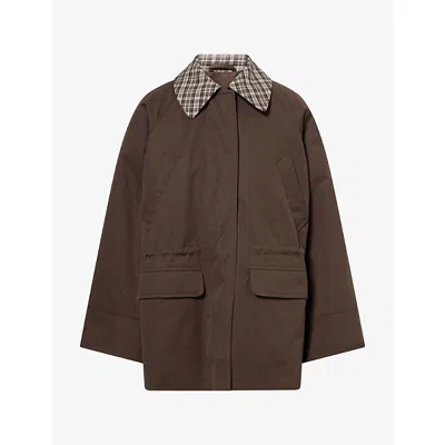 Skall Studio Womens Gaby Oversized Cotton Jacket Coco Brown