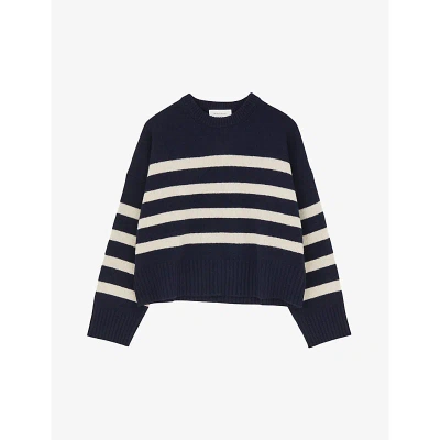 Skall Studio Campa Stripe-intarsia Wool Jumper In Navy/white Stripe