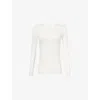 Skall Studio Womens Off White Edie Scoop-neck Cotton-knit Top Xs In White