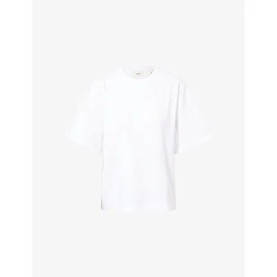 Skall Studio Womens Optic White Boyfriend Oversized Cotton T-shirt