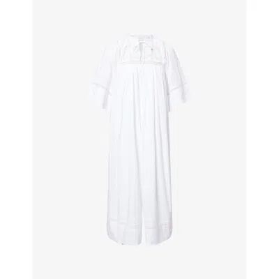 Skall Studio Womens  Magnolia Embroidered Cotton-poplin Midi Dress In Optic White