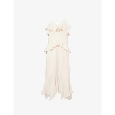Skall Studio Womens Pale Pink Benedicte Ruffle Linen Maxi Dress In Neutral