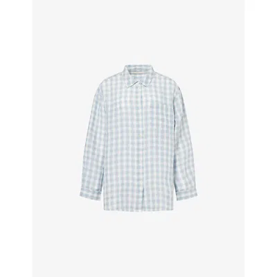 Skall Studio Womens Purple/blue Check Edgar Linen Shirt In Multi