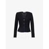 Skall Studio Womens Adriane V-neck Textured Wool Blazer Black In Black