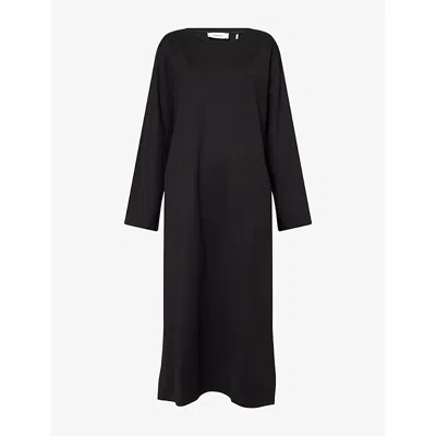 Skall Studio Womens Black Loui Long-sleeve Cotton-jersey Midi Dress