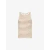 Skall Studio Womens Light Brown White Stripe Loui Striped Cotton-jersey Top In Light Brown White Stripe