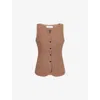 Skall Studio Womens Warm Brown Toni Welt-pockets Linen And Cotton-blend Waistcoat In Warm Brown