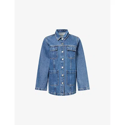 Skall Studio Womens Slouchy Blue Margaux Long-sleeve Denim Shirt