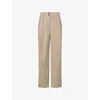 Skall Studio Womens Stone Moss Painter Pleated Wide-leg Cotton Trousers