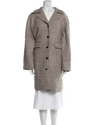 Pre-owned Skall Studio Wool Plaid Print Peacoat In Multi