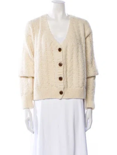 Pre-owned Skall Studio Wool V-neck Sweater In Neutral