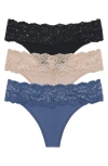Skarlett Blue 3-pack Goddess Lace Thongs In Multi