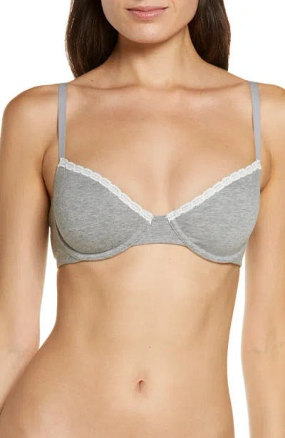 Skarlett Blue Adorned Cotton Blend Underwire Bra In Heather Grey/ivory