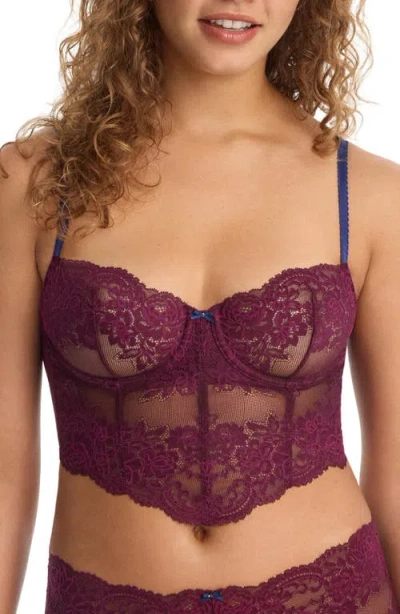 Skarlett Blue Captivate Lace Corset Cami In Figgy/nocturnal
