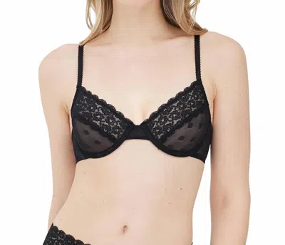 SKARLETT BLUE DARE DOT PLUNGE UNLINED BRA IN BLACK