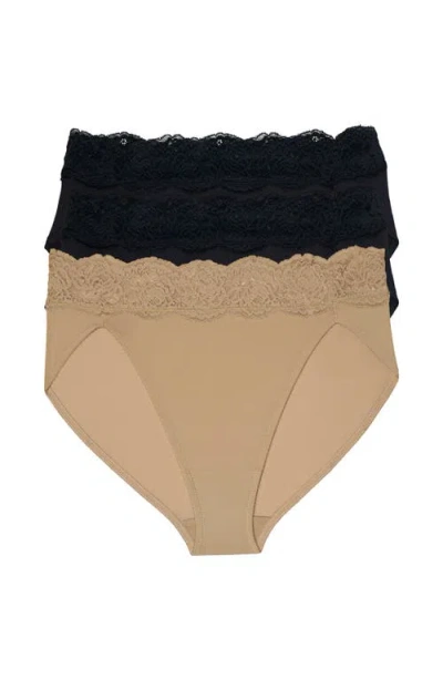 Skarlett Blue Divine Lace Trim French Cut Brief 3-pack In Black