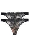 Skarlett Blue Entice 2-pack Thongs In Black/nylon