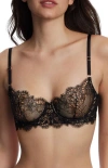 Skarlett Blue Entice Lace Balconette Bra In Black/rose Gold