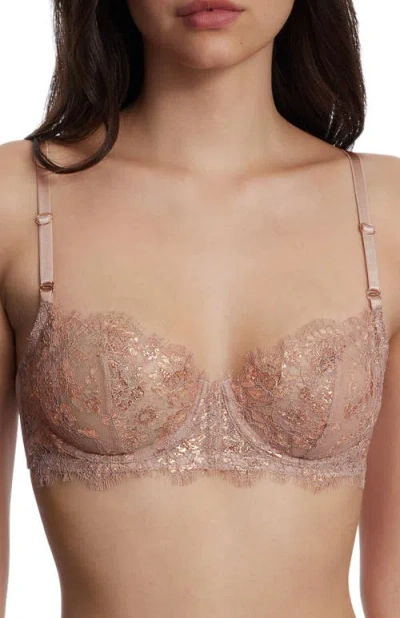 Skarlett Blue Entice Lace Balconette Underwire Bra In Romance/rose