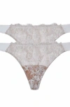 Skarlett Blue Entice Lace Front Thong 2-pack In Gray