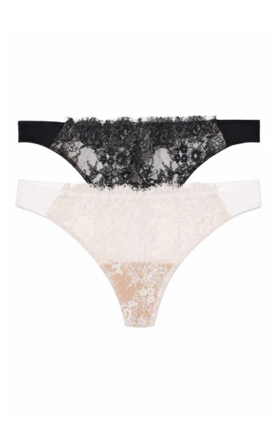 Skarlett Blue Entice Lace Front Thong 2-pack In Multi