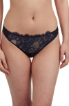 Skarlett Blue Entice Lace Front Thong In Black