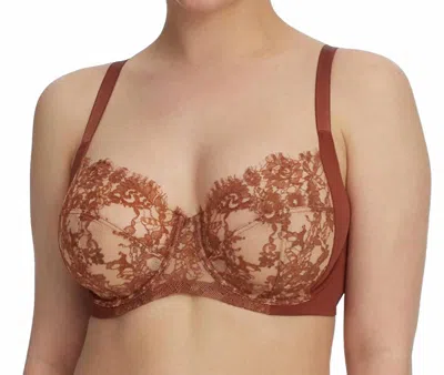 SKARLETT BLUE ENTICE LACE SIDE SUPPORT FULL COVERAGE BRA IN CLAY/NYLON