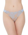 Skarlett Blue Women's Entice Eyelash Lace Trim Thong 371143 In Sky/ginger