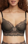 Skarlett Blue Entice Longline Underwire Bra In Black/nylon