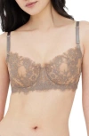 Skarlett Blue Entice Underwire Balconette Bra In Gray