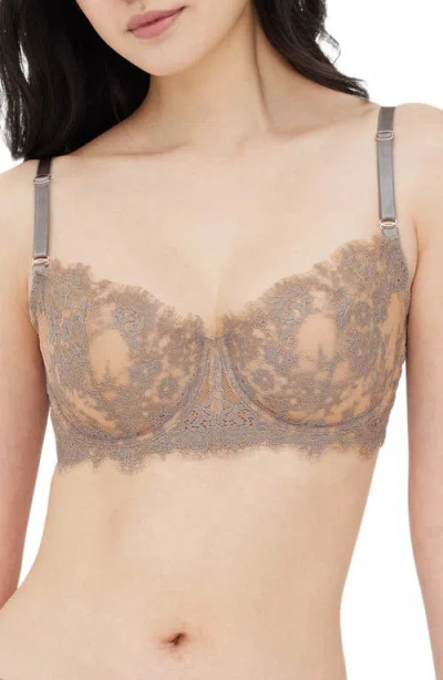 Skarlett Blue Entice Underwire Balconette Bra In Gray