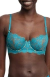 Skarlett Blue Entice Balconette Bra In Paradise Blue/nylon