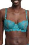 Skarlett Blue Entice Balconette Bra In Paradise Blue/nylon