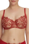 Skarlett Blue Entice Full Coverage Bra In Lipstick Red/ Nylon