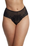 Skarlett Blue Flaunt Lace High Rise Thong In Black