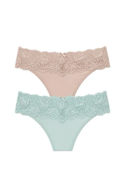 Skarlett Blue Goddess Lace Trim Thong 2-pack In Multi
