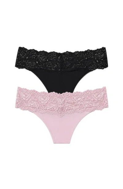 Skarlett Blue Goddess Lace Trim Thong 2-pack In Multi