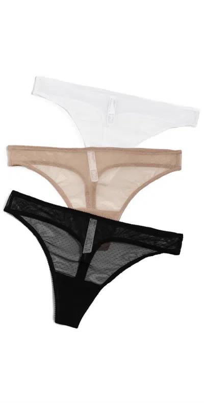 Skarlett Blue Jolie Lacy Thong Panties 3 Pack Black/white/nylon In Multi