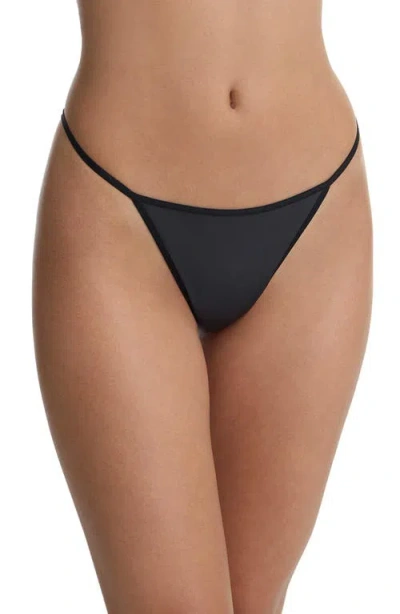 Skarlett Blue Late Night Faux Leather G-string Thong In Black