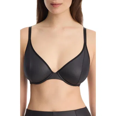 Skarlett Blue Late Night Faux Leather Unlined Underwire Bra In Black