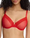 Skarlett Blue Lust Lace Underwire Balconette Bra In Red