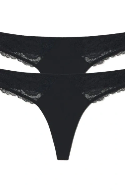 Skarlett Blue Minx Lace Thong 2-pack In Black