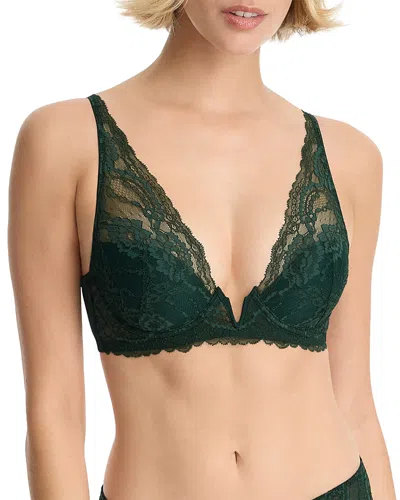 Skarlett Blue Minx Plunge Lightly Lined V Wire Bra In Green