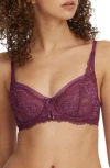 Skarlett Blue Minx Underwire Balconette Bra In Burgundy
