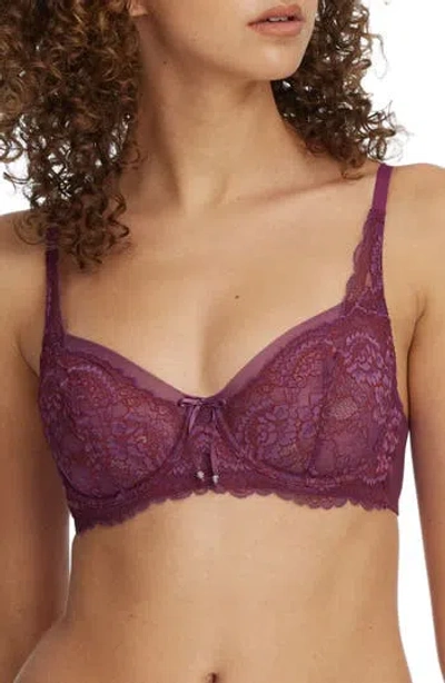 Skarlett Blue Minx Underwire Balconette Bra In Burgundy
