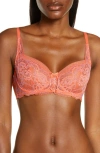 Skarlett Blue Minx Underwire Balconette Bra In Summer Coral / Jubilee
