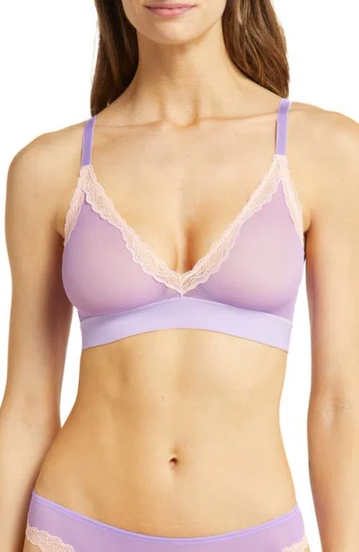 Skarlett Blue Passion Plunge Mesh Bralette In Purp/carnt