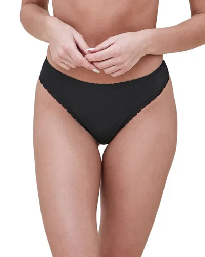 Skarlett Blue Set Of 3  Adorned Cotton Thong In Black