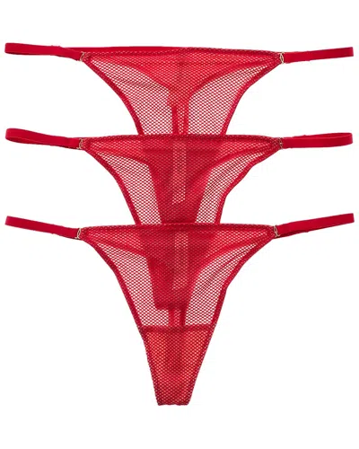 Skarlett Blue Set Of 3  Mischief Thong In Red